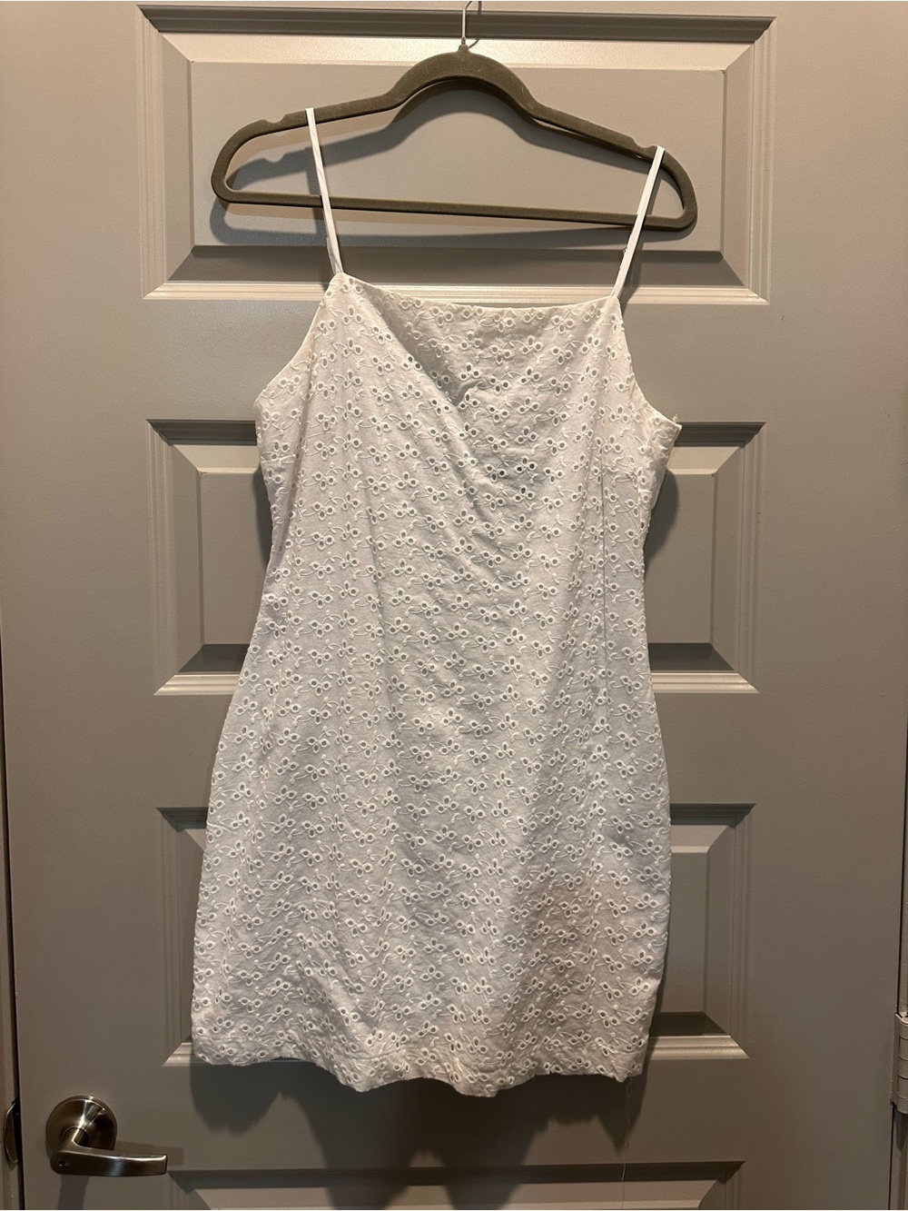 STATE White Eyelet Spaghetti Strap Mini Dress